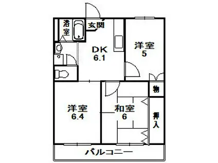 メゾンモンテソレイユ(3DK/2階)の間取り写真