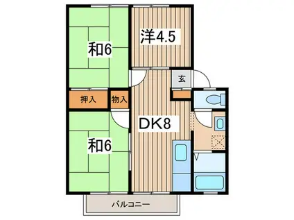 コズミックシティ宮沢第一C(3DK/2階)の間取り写真