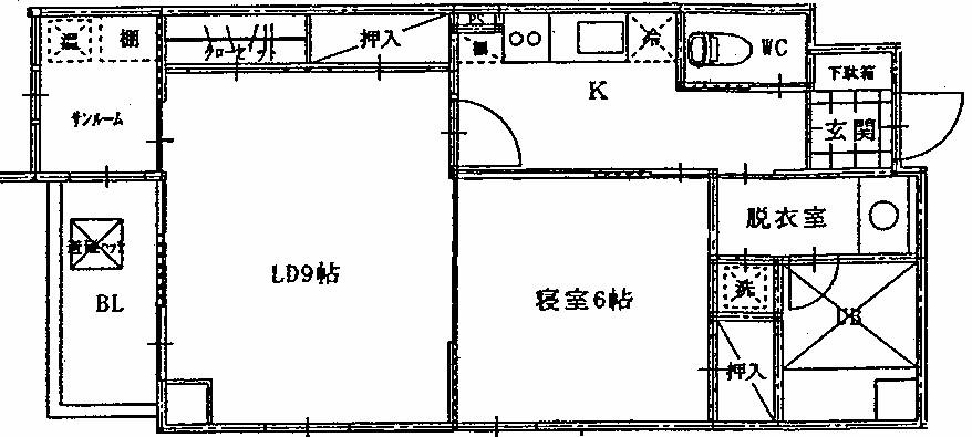 メゾン ド ソレイユ(1LDK/4階)の間取り写真