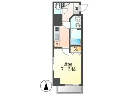 エストゥルースプラスノース名古屋(1K/3階)の間取り写真