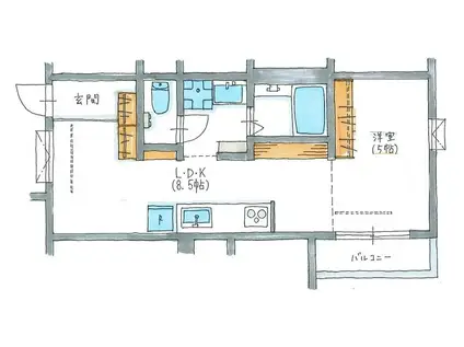 BENE海老名(1LDK/3階)の間取り写真