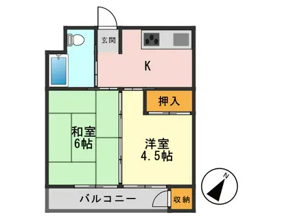 マンション篠崎(2K/3階)の間取り写真
