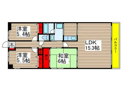 CASSIA八千代緑が丘(3LDK/4階)の間取り写真