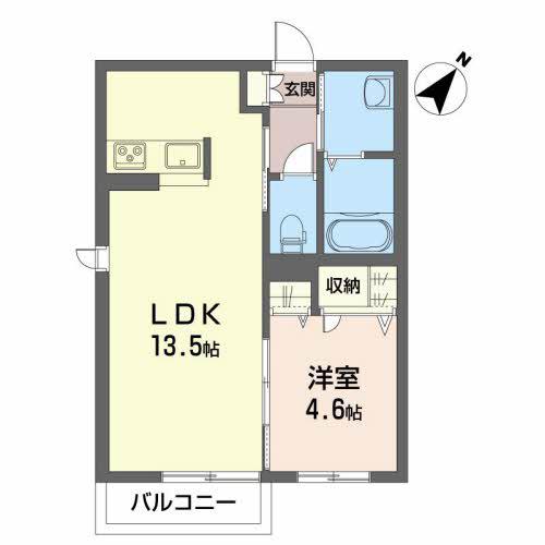 シャーメゾントミーB(1LDK/2階)の間取り写真