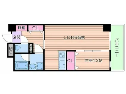 近江レジデンス4号館(1LDK/8階)の間取り写真