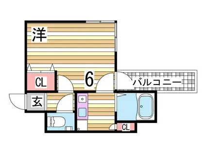ロイヤルヒル神戸三ノ宮II(1K/7階)の間取り写真