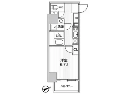 グラシアプレイス浅草橋(1K/4階)の間取り写真