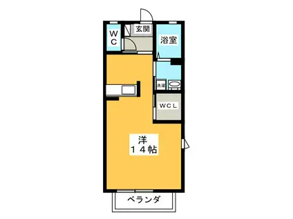 エスポワール下奈良(ワンルーム/1階)の間取り写真