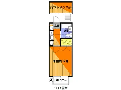 コーポ幸松(1K/2階)の間取り写真