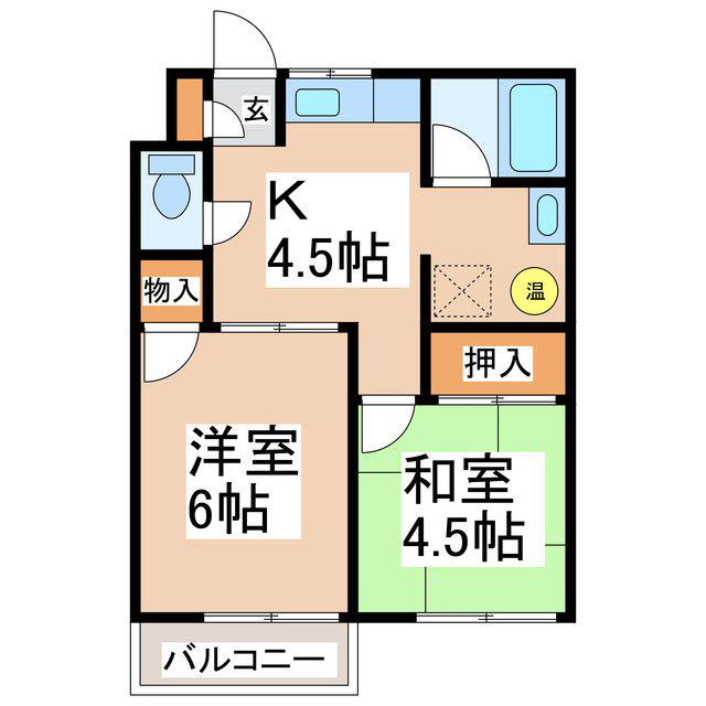 林ハイツ(2K/2階)の間取り写真