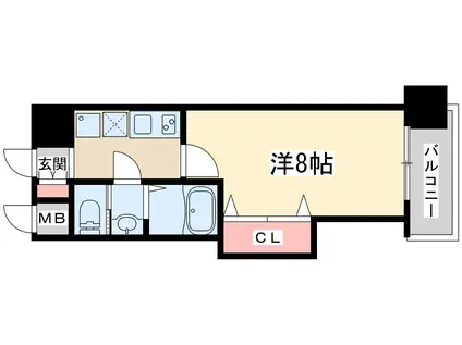 ラグゼ新大阪イーストⅡ(1K/2階)の間取り写真