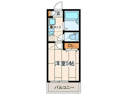 エーデル横濱山手(1K/2階)の間取り写真