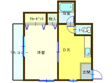 マンションフェリス(1DK/2階)の間取り写真