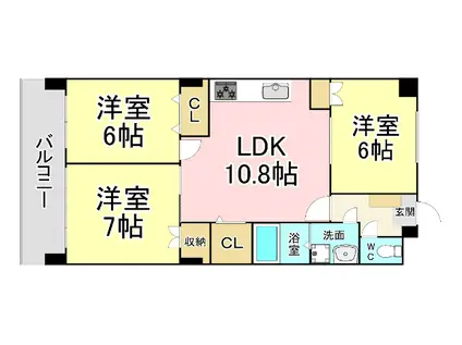 ブランメゾン企救丘(3LDK/3階)の間取り写真