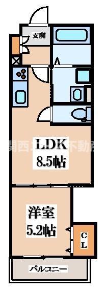 クリエオーレ菱江II(1LDK/3階)の間取り写真