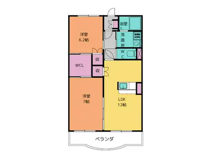 メゾン ド・クレセール(2LDK/3階)の間取り写真