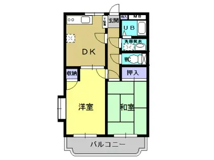 プレステージ末満(2DK/1階)の間取り写真