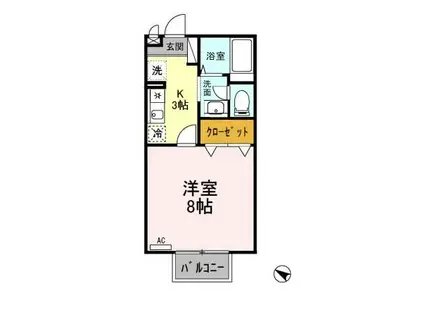 サフランB棟(1K/2階)の間取り写真