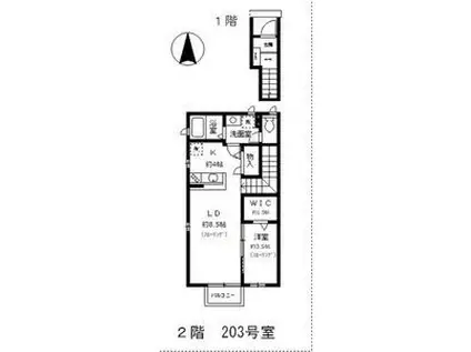 フォレストガーデン F棟(1LDK/2階)の間取り写真