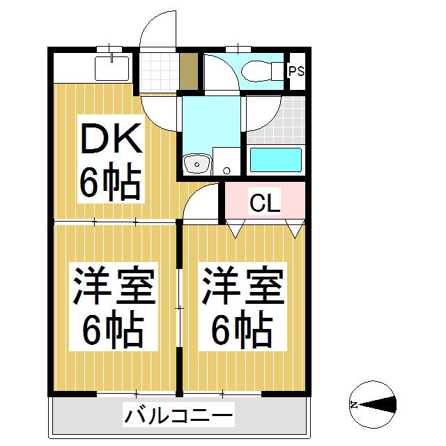 フレール北山(2DK/2階)の間取り写真