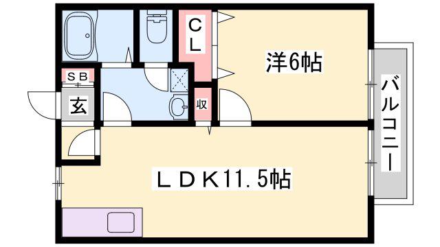 サンライフ森の西(1LDK/2階)の間取り写真