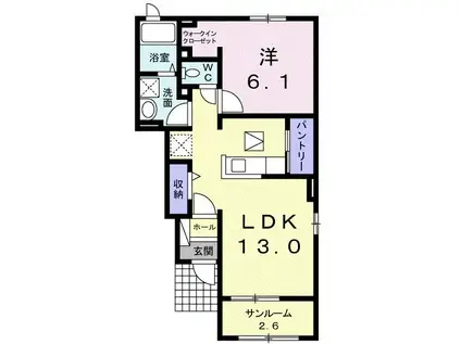 プラシードA(1LDK/1階)の間取り写真