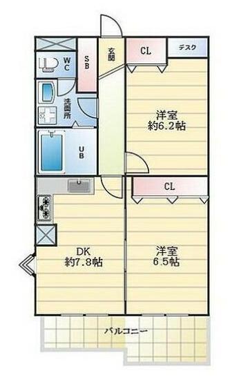 ニュー淵野辺ハイツ(2DK/3階)の間取り写真