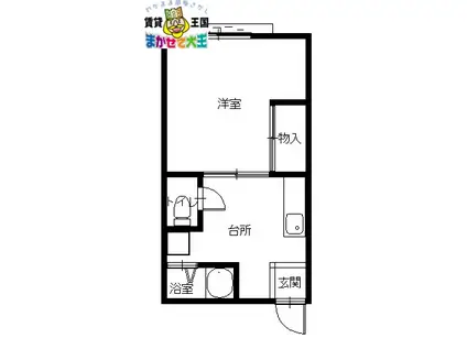 フェリーチェはやま(1K/1階)の間取り写真