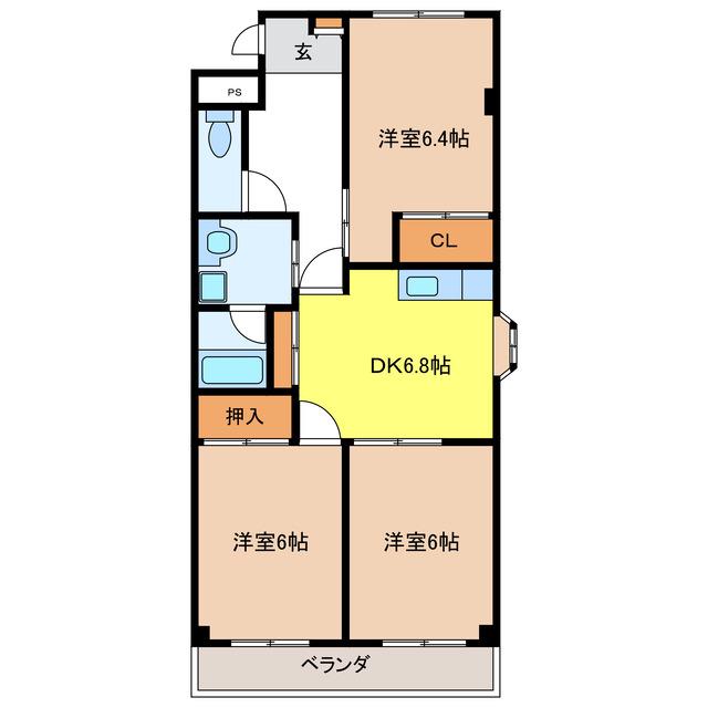 コンフォースMK(3DK/2階)の間取り写真