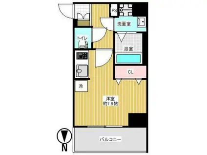 エグゼ天王寺II(ワンルーム/7階)の間取り写真