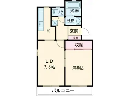 サンシャトレ神ノ輪(1LDK/3階)の間取り写真