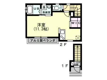 三丁目ハイツ(ワンルーム/2階)の間取り写真