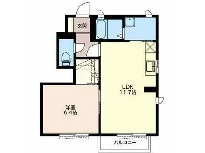 ハッピーハウスB(1LDK/1階)の間取り写真