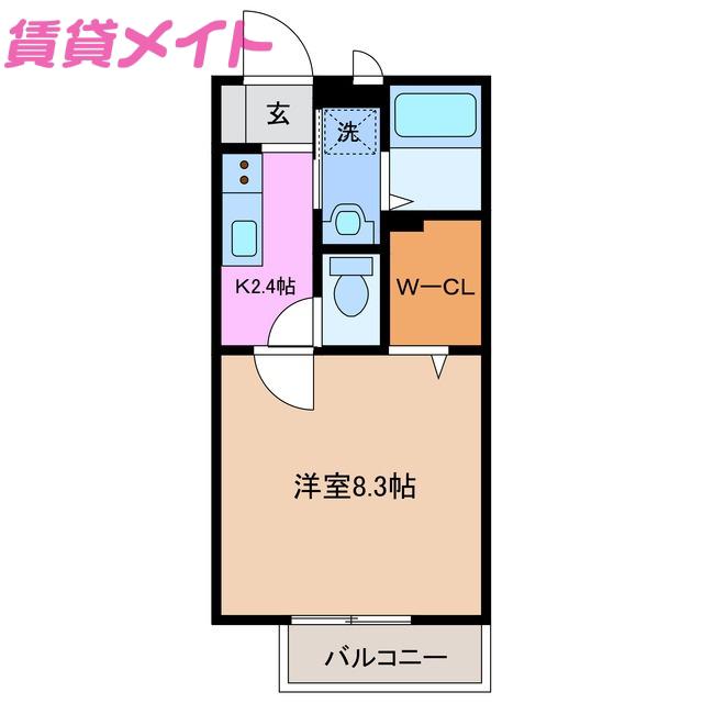 サンリヴェールM(1K/1階)の間取り写真