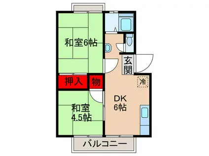 北山ハイツIII(2DK/2階)の間取り写真