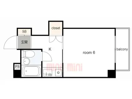 須磨浦ドミトリー(1K/3階)の間取り写真