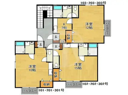 センチュリー21金田 F(ワンルーム/1階)の間取り写真