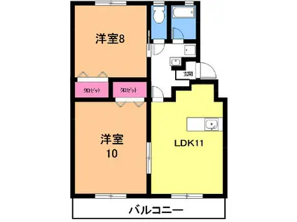 カトウハイツ(2LDK/1階)の間取り写真