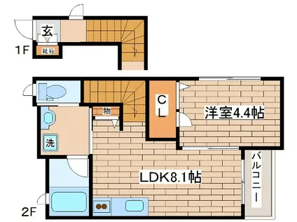 メゾン・ド・山本通(1LDK/2階)の間取り写真