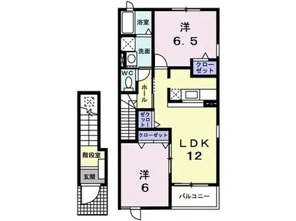 ベルメゾン参番館(2LDK/2階)の間取り写真