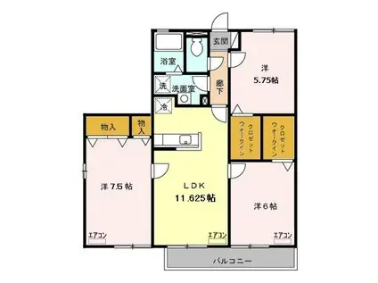 ハイムグリュック(3LDK/2階)の間取り写真