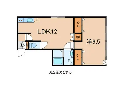 イスズハイツA(1LDK/2階)の間取り写真