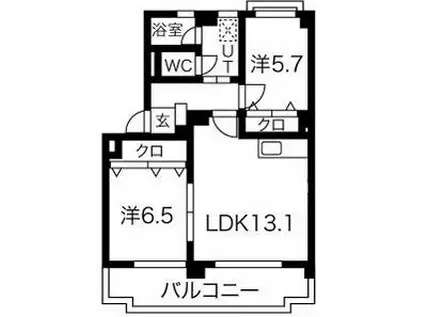 シャインスマイリー(2LDK/2階)の間取り写真