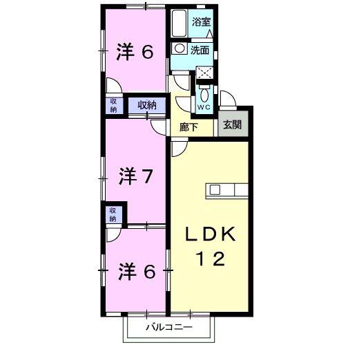 ロイヤルパレス村松IIA(3LDK/2階)の間取り写真