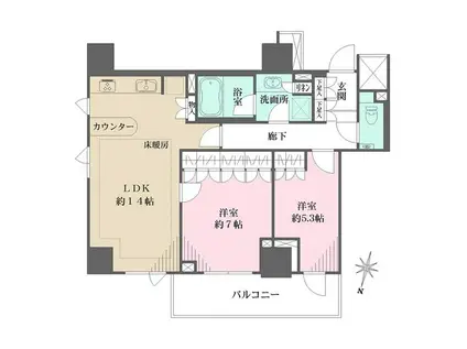 パークハウス平河町(2LDK/2階)の間取り写真