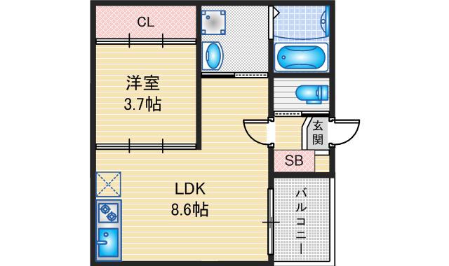ハーモニーテラス上小田井II(1LDK/3階)の間取り写真
