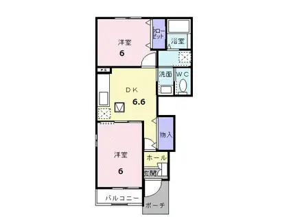 シャルマン南屋敷(2DK/1階)の間取り写真