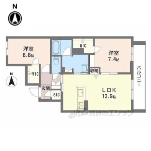 メゾン ソラリス(2LDK/2階)の間取り写真