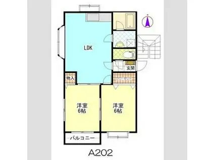 ハッピーハイツA(2LDK/2階)の間取り写真