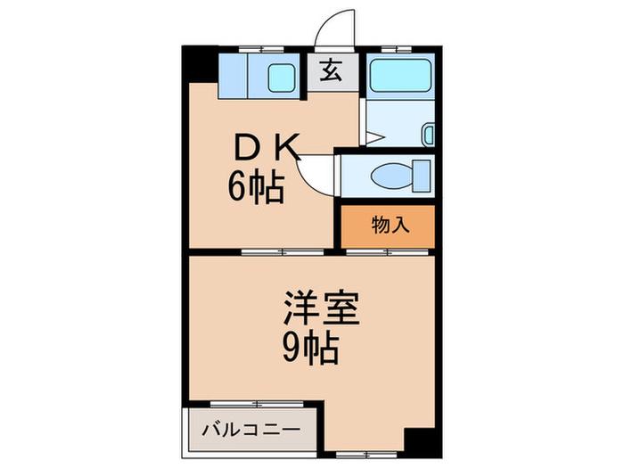 六甲林ハイツ(1DK/3階)の間取り写真